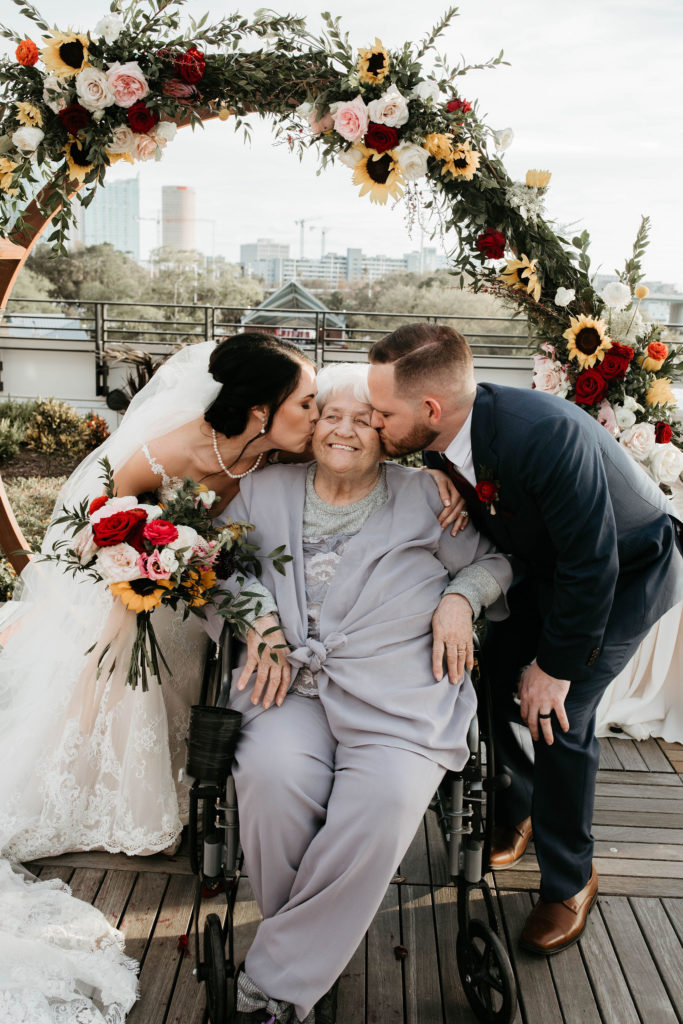 Wedding portrait with grandma in a wheelchair