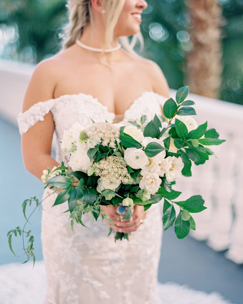 white and greenery wedding bouquet