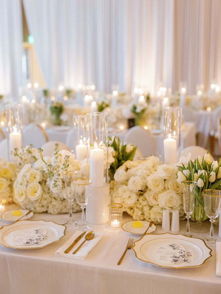 White wedding table design by Alexa Kritis