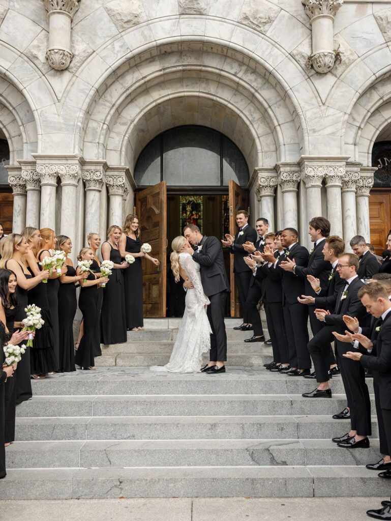 Sacred Heart Tampa entrance with wedding party